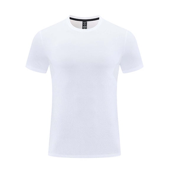 USNSM Mens Short Sleeve Tshirts Slim Fitted Crewneck Stretch Basic Tees Casual Classic Summer Solid Tops for Gym Workout White XXXL