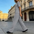 thumbnail image 5 of Cutuoiiu Women Comfortable Oversized T Shirt and High Waist Wide Leg Pants Set Everyday Wear Casual Two Piece Gifts, 5 of 8