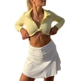 thumbnail image 2 of SAYOO, Top corto Sexy de manga larga para mujer, blusa corta informal básica con escote en V profundo, ropa de calle para discoteca SAYOO  moda, 2 of 5