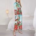 thumbnail image 4 of Kll Birds Print Women'S Long Sleeve Pajamas With Pants Sleepwear Loungewear 2 Set-Xx-Large, 4 of 9