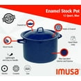 Imusa 12 Quart Enamel Stock Pot with Lid, Large Cooking Capacity, Blue