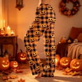thumbnail image 2 of Women Halloween Pajama Pants Pumpkin Ghost Print Elastic High Waisted Lightweight Soft Long Bottoms Lounge Pants S, 2 of 6
