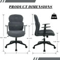 thumbnail image 3 of Dayalane Modern Adjustable Office Chair, Swivel Fabric Ergonomic Task Chair with Armrests, 90-120° Tilt Function and Wide Cushion Desk Chair for Home/Bedroom/Study/Office/Conference Room, Grey, 3 of 10