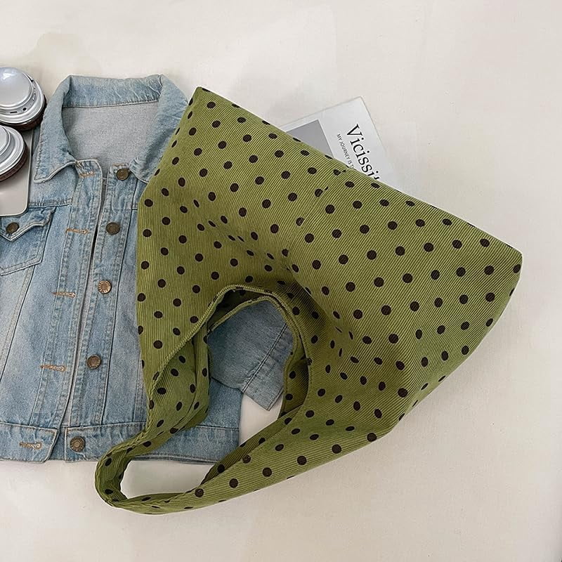 SPEKSEE Polka Dot Hobo Bag for Women Trendy Slouchy Shoulder Bag Soft Handbag Underarm Purse For Work Travel