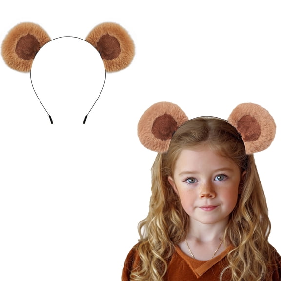Joyfy Bear Ear Headband for Adults, Brown Movable Headwears, Halloween Bear Costume Accessories for Cosplay Party