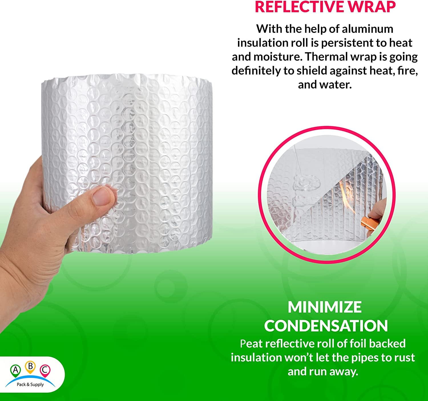 VIVOSUN Double Bubble Reflective Foil Insulation, 6 inch x 25 Ft Insulated  Pipe Wrap, 10mm Size Bubble Film, Pipe Insulation Wrap Duct wrap for
