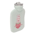thumbnail image 4 of Botella de agua caliente, cubierta suave, compresa fría y caliente, portátil, espesa, reducción del dolor, bolsa de agua caliente de goma a prueba de fugas, conejito verde, 4 of 8