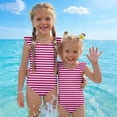 thumbnail image 7 of Abcomgle Toddler Swimsuit Girl 3t Stretchy One Piece Little Girls Swimsuit Cute Striped Ruffled Swimwear for Girls, 7 of 7