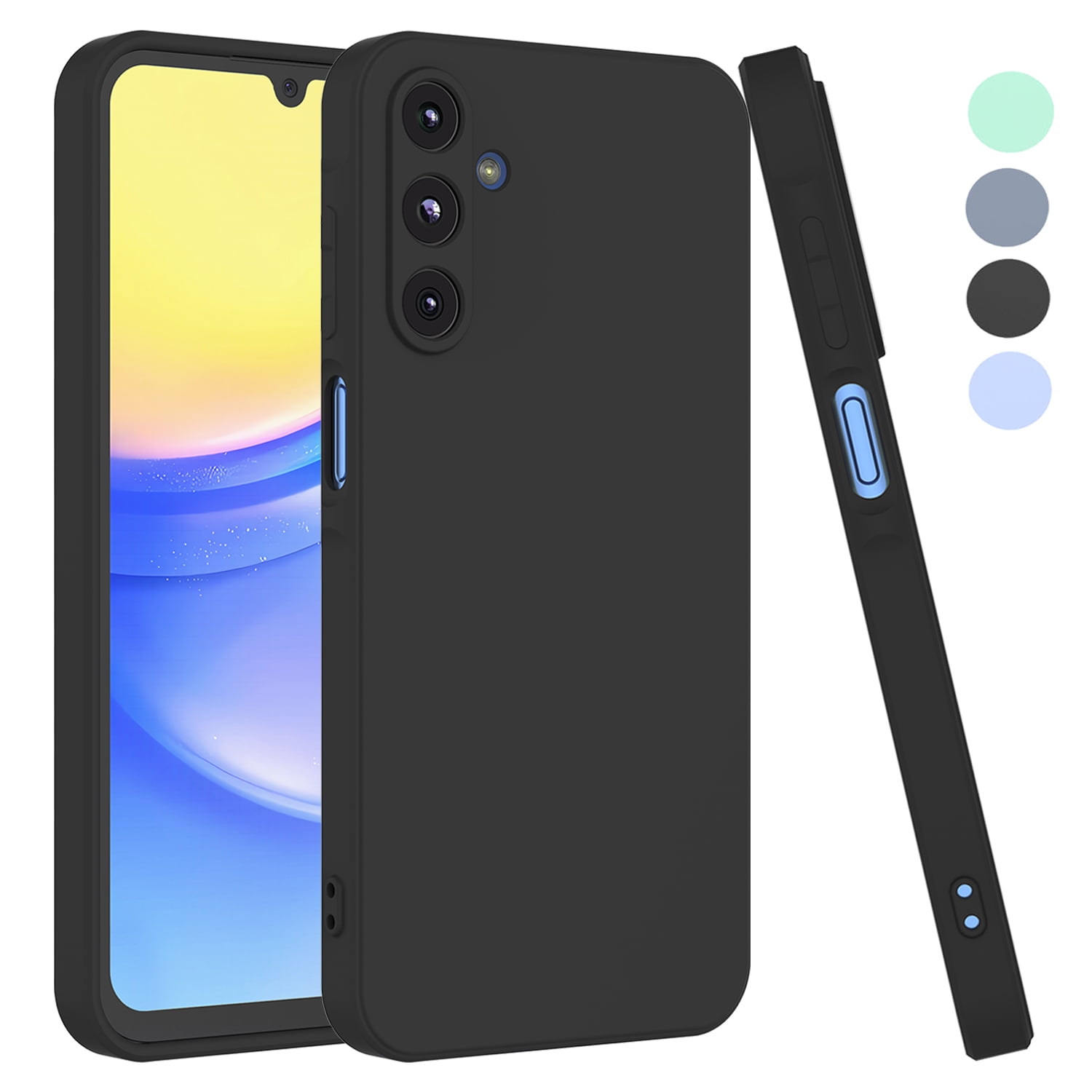 For Samsung Galaxy A15 5G Phone Case, Ebizware Shockproof Liquid Silicone Case Full-Body Protective Rugged Rubber Slim Cover with Microfiber Lining for Galaxy A15 5G (Black)