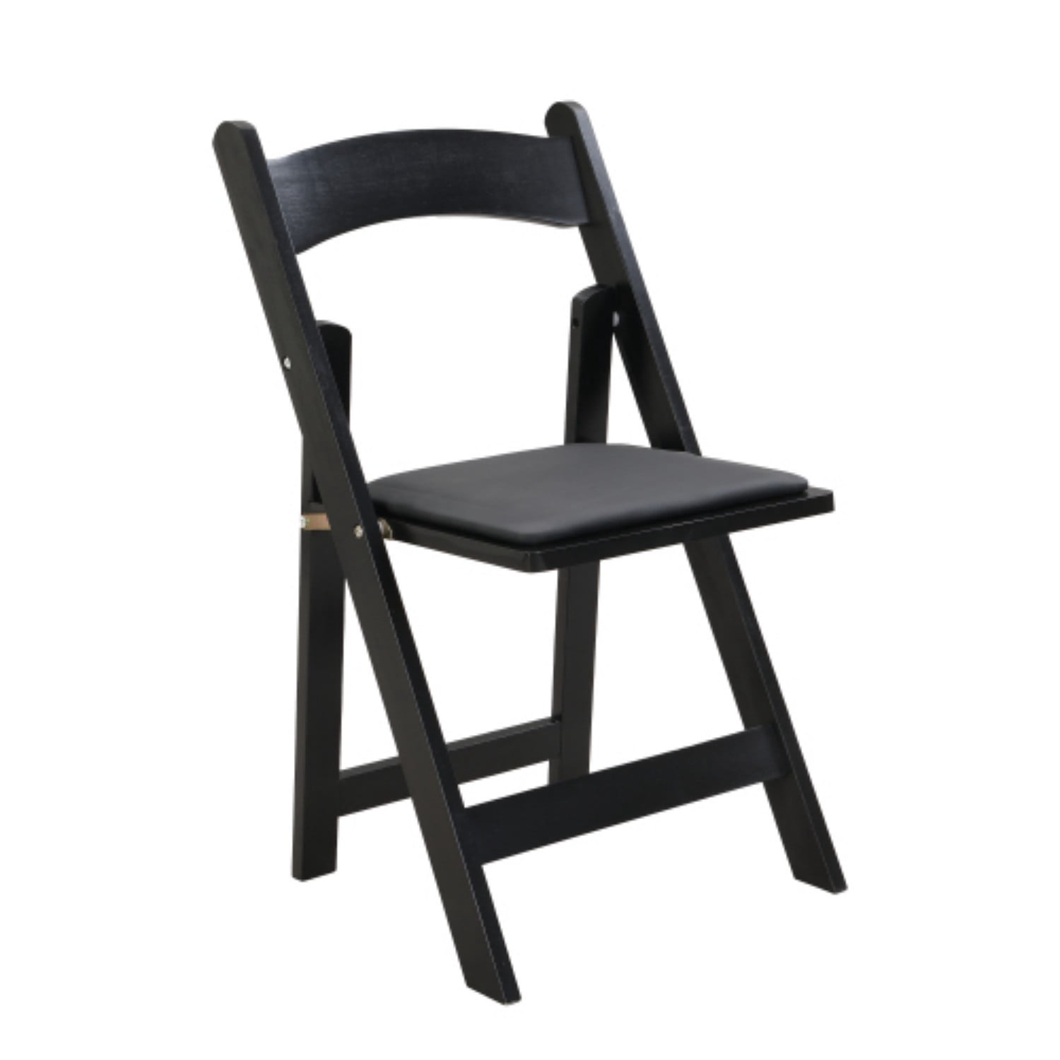 Folding Chairs Set of 4, Upholstered Folding Dining Chairs with Solid Wood Frame, PU Leather Cushion, Space-Saving Portable Chairs, Black