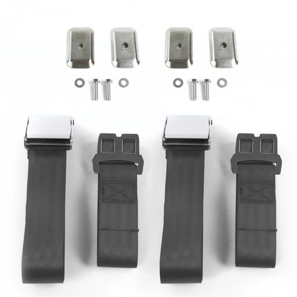 Airplane 2 Point Charcoal Lap Bench Seat Belt Kit with Bracketry for AMC Hornet 1970-1977 - 3 Belts