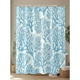 thumbnail image 4 of Coastal Nautical Shower Curtain, Watercolor Coral Pattern Bathroom Decor Curtains Set with Hooks, Aqua Blue Waterproof Fabric Home Accessories， 72X 96 Inch Extra Long, 4 of 6