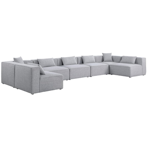 Meridian Furniture Cube Grey Durable Linen Modular Sectional