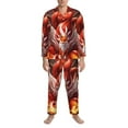 thumbnail image 3 of Daiia Red Leaf Flame Fox for Men's Long-Sleeved Pajama Set – Soft & Comfortable Sleepwear Button-Up Pajamas Cozy Lounge Wear-Large, 3 of 7