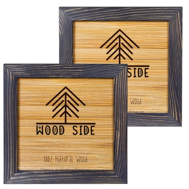 Rustic Wooden Square Picture Frames 8x8 Set of 2 100 Natural Solid