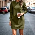 thumbnail image 3 of Squevariel Long Sleeve Sweatshirt Dress for Women Crew Neck Solid Color Casual Dress Mini Dress, 3 of 9