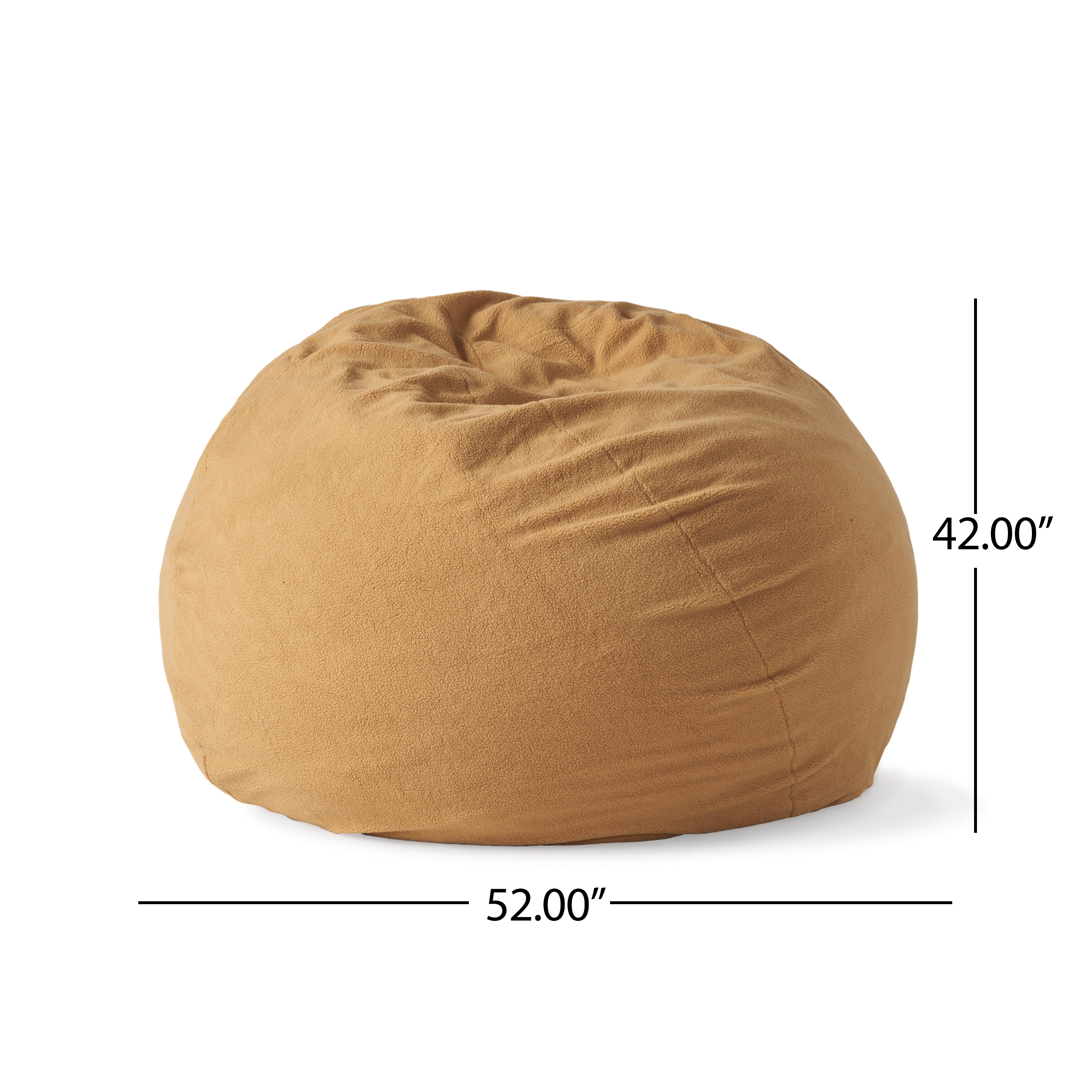 Noble House Mead Faux Shearling 3 ft. Bean Bag, Yellow