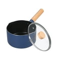 thumbnail image 1 of Generic Deep Blue Non-Stick Milk Pot with Glass Lid, Multi-Functional Induction Cooker Saucepan, Beech Wood Handle, Even Heat Distribution, Suitable for Various Stoves, 1 of 6