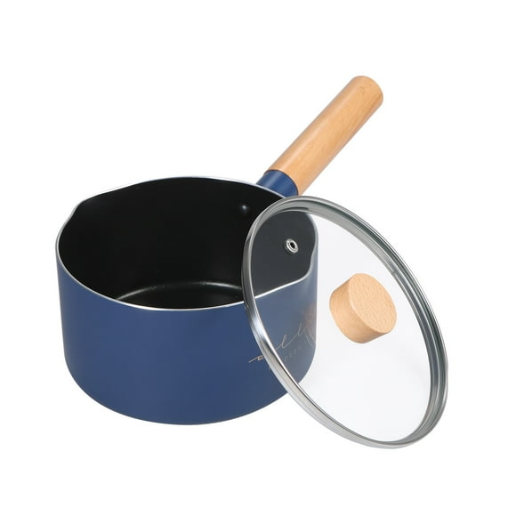 Generic Non-stick Milk Pot, Noodles Pot Small Soup Pot Beech Wood Handle Home Multi-function Induction Cooker Small Pot With Lid