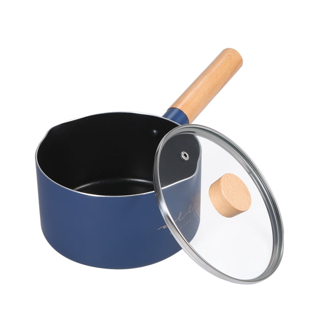 Yeacher Non-stick Milk Pot, Noodles Pot Small Soup Pot Beech Wood Handle Home Multi-function Induction Cooker Small Pot With Lid