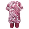 thumbnail image 4 of CHUMUD Plus Size Two Piece Sets for Women Summer Outfits Tropical Print Short Sleeve Crew Neck Tees BoyShorts Bike Shorts Casual Set Lounge Loose, 4 of 4