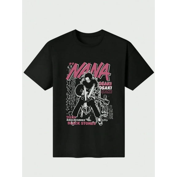 Osaki Nana Unisex T-Shirt Black Stones T-Shirt Casual Digital Print 220g Pure Heavy 100% Cotton T Shirt 100% Cotton