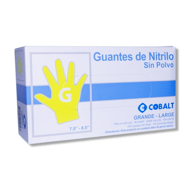 Guante 100% Nitrilo COBALT Grande Cajilla con 100 pzas NITRILO