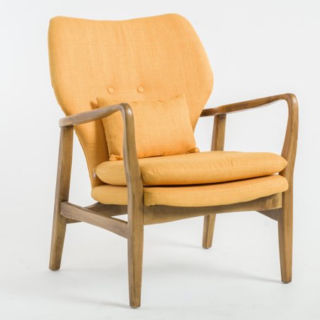 Bethany Wood Fabric Mid Century Arm Accent Chair