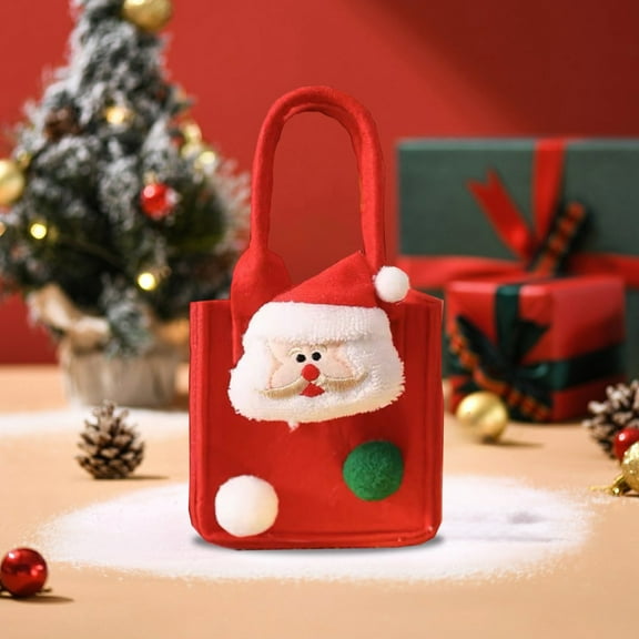 NWOKYZGH 1Pc Mini Christmas Tree Gift Bags Small Christmas Candy Bags Gift Treat Bags with Handle Christmas Gift Pouch Xmas Present Sack Favor Xmas Holiday Party Gift Bag Supplies