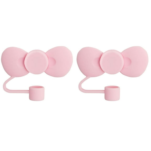 BMYJ 2-Piece Cute Bow Straw Covers, Reusable Silicone Straw Cap Toppers Compatible with Stanley 40oz and 30oz Tumbler Cups, Leak Proof Lid Tips for 10mm Straws, Decorative Drink Accessories