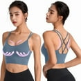 thumbnail image 4 of Sngxgn Women's Medium Support Cross Back Wirefree Yoga Sport Bra(Blue,XXL), 4 of 5