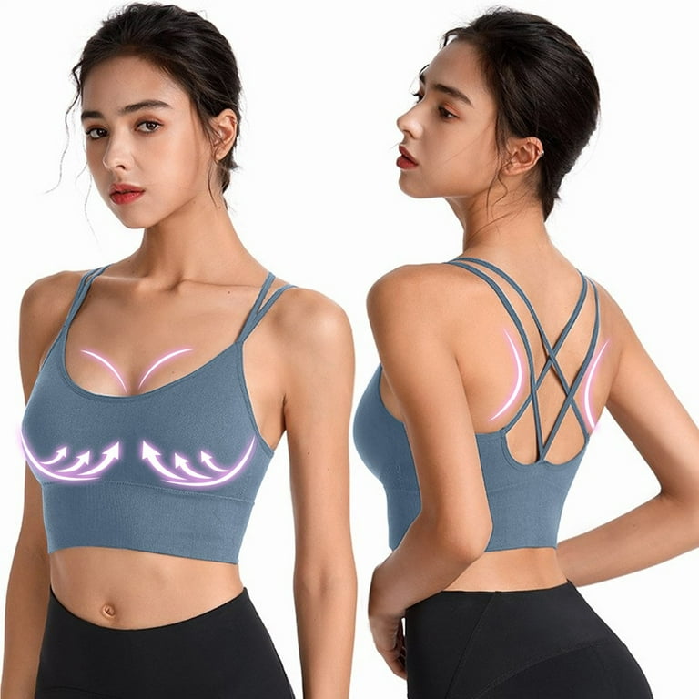 Padded Underwire Bra Womens Back Sport Bras Padded Strappy Cropped Bras For  Yoga Workout Fitness Low Impact Bras 
