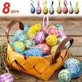 thumbnail image 2 of RKSTN 8Pcs Plastic Easter Decorations Eggs Hanging Ornaments Colorful for Easter Tree Basket Decor Party Favors Supplies Home, 2 of 9