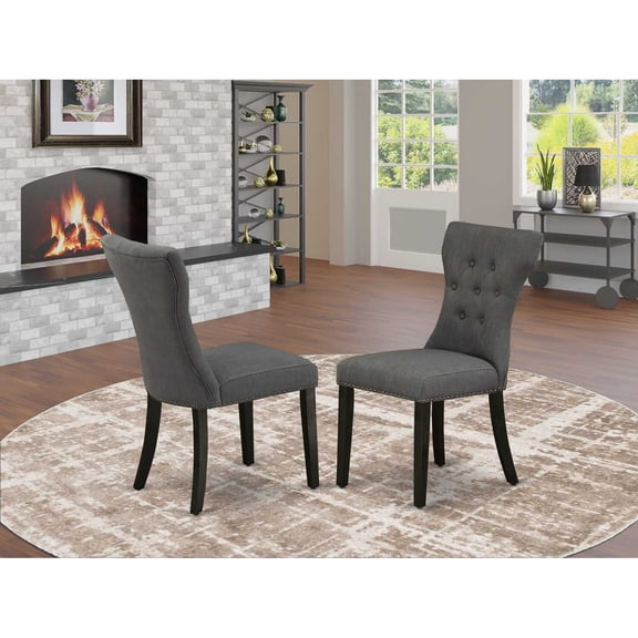 East West Furniture Dining Chair Wirebrushed Black, GAP6T50