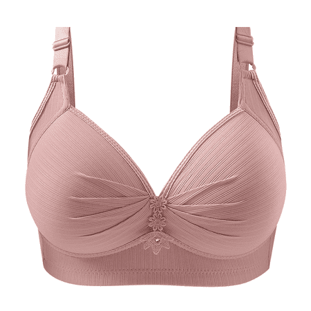 Fulorrnie Bras for Women Full Coverage No Underwire Comfort Supportive Front Closure V Neck T Shirt Balconette Bra Pink 50