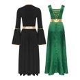 thumbnail image 2 of Kaerm Tunique de Danse pour Femmes, Robe de Culte d'Église, Robe Maxi à Manches Longues, Vert&Noir G, 2 of 7