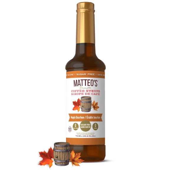 Matteo's Sugar Free Coffee Flavoring Syrup, 0 Calories, 0 Sugar, Keto Friendly - Maple Bourbon