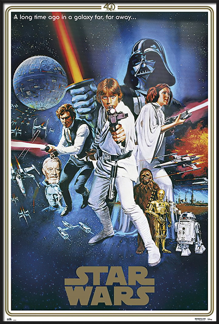 Star Wars Episode IV A New Hope 40 Anniversary Black & White 24x36 Movie Poster 