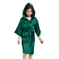 thumbnail image 1 of MIASHUI Peignoirs de Pyjama pour Enfants Garçons Filles en Soie Satinée à Capuche, Vert, 6-7 Ans, 1 of 6