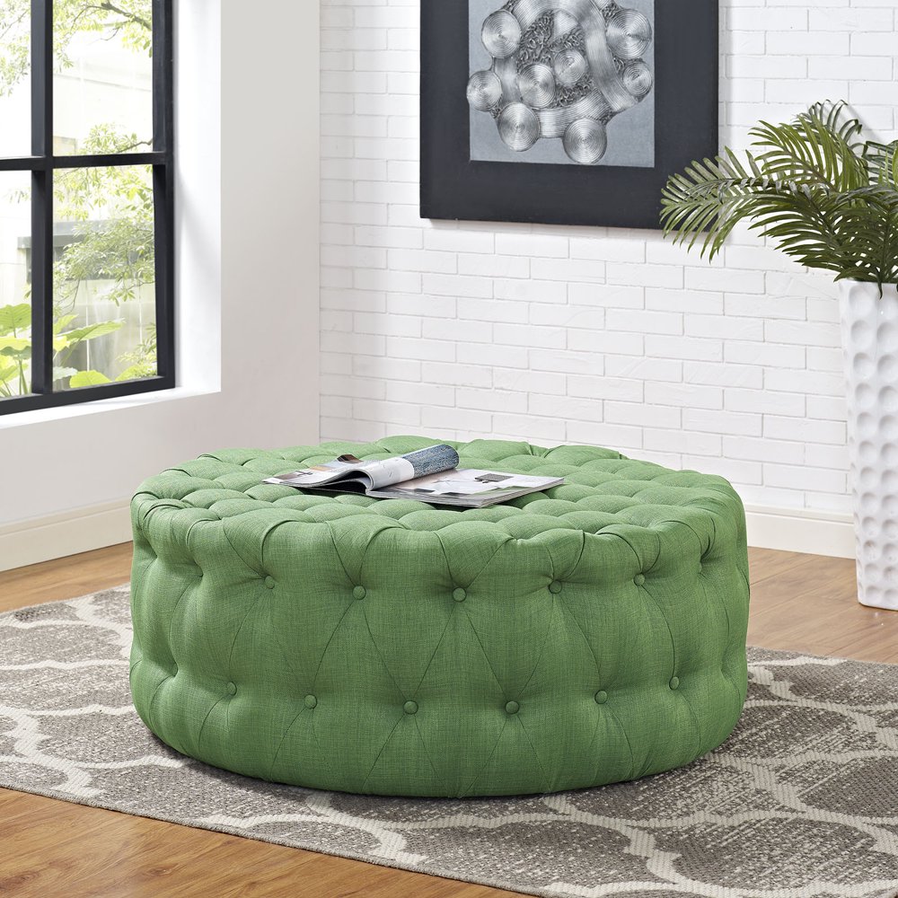 Modway Amour Round Upholstered Ottoman, Multiple Colors - Walmart.com ...
