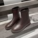 thumbnail image 3 of NECHOLOGY Botas Mujer Zapatos Botines para mujer Moda mujer cuero artificial Color sólido otoño suela gruesa tacones cuadrados cremallera botines cortos zapatos de punta redonda (Brown, 6.5), 3 of 7