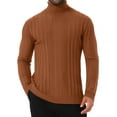 thumbnail image 1 of Suéteres de cuello alto para hombres INSPIRE CHIC, suéteres de punto cálidos de color sólido, suéteres de pullover marrón M, 1 of 6