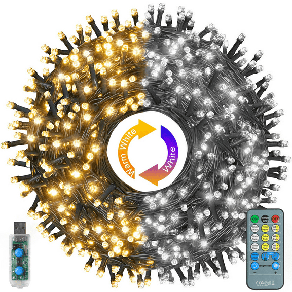 GHODEC Christmas Lights 55ft 100 LED Color Changing Christmas Tree Lights, 11 Modes Remote Control, Waterproof Outdoor Lights, Suitable for Outdoor Indoor Yard Wedding Christmas Decorations