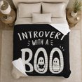 thumbnail image 5 of Spooky Ghost Introvert Boo Humor Playful Rustic Distressed, Festive Halloween Scene, Warm Flannel Blanket for Living Room and Reading Nook, Art Lovers Halloween Gift, Festive Home Decor, 5 of 9
