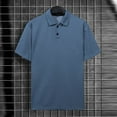 thumbnail image 6 of VSSSJ Mens Short Sleeve Shirts Casual Button Up Turndown Collar Knitted Textured Relaxed Fit Solid Color Leisure Golf Shirt Blue M, 6 of 8