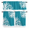 thumbnail image 2 of Kitchen Window Curtains Valance and Tier Set, Summer Blue Ocean Abstract Coral Rod Pocket Tier Curtain Valance Set, Modern Minimalist Art Light Filtering Cafe Curtains for Bedroom Living Room, 2 of 9