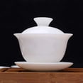 thumbnail image 6 of Gaiwan 2 Sets White Porcelain Teacups 110ml Tureen Sancai Cover Saucer for Loose tea Espresso, 6 of 8