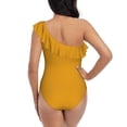 thumbnail image 5 of Haiem Goldenrod Women's One Piece Swimsuits Tummy Control One Shoulder Bathing Suits Ruffle Swimwear-Large, 5 of 8