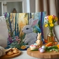 thumbnail image 3 of Spring Easter Bunny Throw Pillow Covers for Outdoor Patio Chair Decor, Knitted Rabbit Floral Embroidery Throw Pillow Cover Sofa Couch Cushion Case, Easter Bunny Eggs Cotton Fabric Cushion Case Cover, 3 of 5