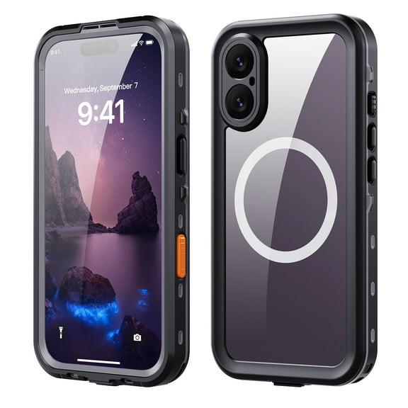 ELEHOLD IP68 Waterproof Magnetic Case for iPhone 17,Built-in Screen Protector Full-Body Rugged Military Grade Shockproof IP68 Underwater Heavy Duty Magnetic Case for iPhone 17 ,Black